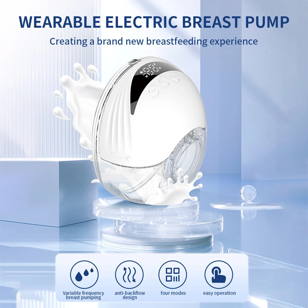 Wearable Breast Pump Hands Free Electric Breast Pumps Comfort Milk Collector Lightweight with LED Display 4 Modes & 12 Levels